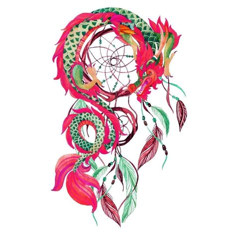 Pink Dragon Dreamcatcher Temporary Tattoo Easytatt™