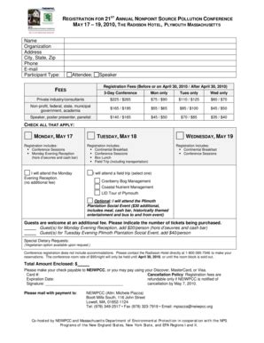 Fillable Online Neiwpcc NPS Registration Form 2 04 10 Neiwpcc Fax