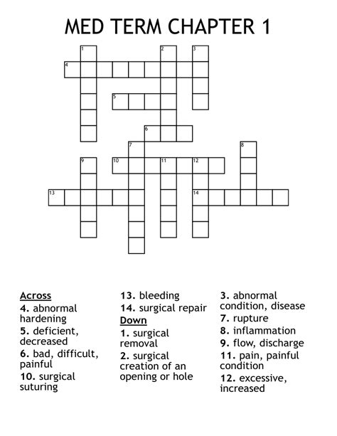 MED TERM CHAPTER 1 Crossword WordMint