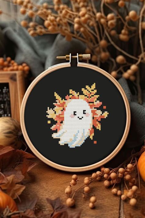 Mini Ghost Cross Stitch Pattern Pdf Autumn Cute Funny Easy Small