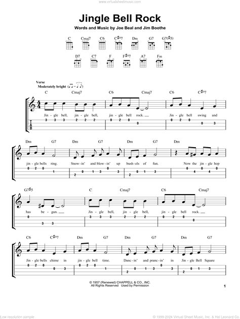 Bobby Helms Jingle Bell Rock Sheet Music For Ukulele Easy Tablature