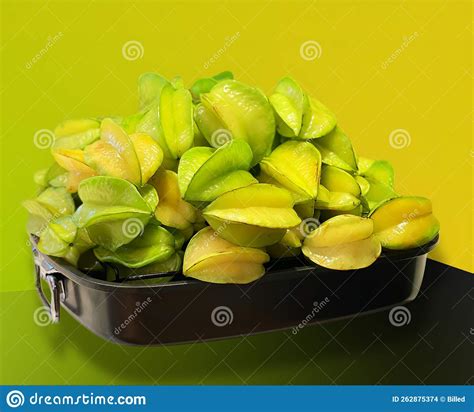 A Large Tray Of Carambola Also Known As Star Fruit Stock Photo Image