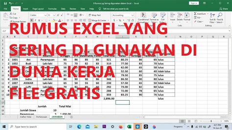 RUMUS EXCEL YG SERING DIGUNAKAN DI DUNIA KERJA YouTube