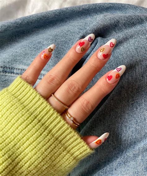 42 Insanely Cute Valentines Day Nails Love Heart French Tip Nails