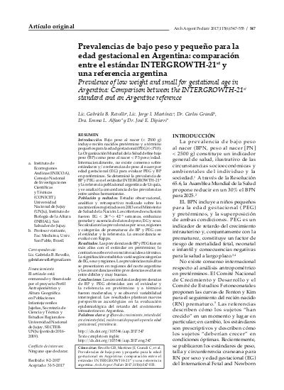 Prevalencias de bajo peso y pequeño para la edad gestacional en