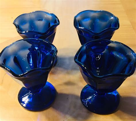 Anchor Hocking Cobalt Blue Dessert Dish Set Of Four