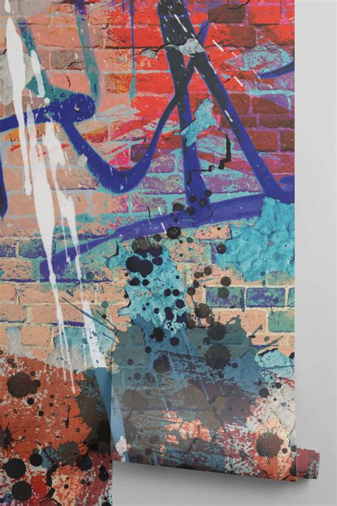 Grunge Graffiti Brick Wall Wallpaper Mural Hovia