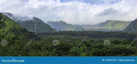 Waterfall on the Hana Road stock image. Image of mountains - 110910107