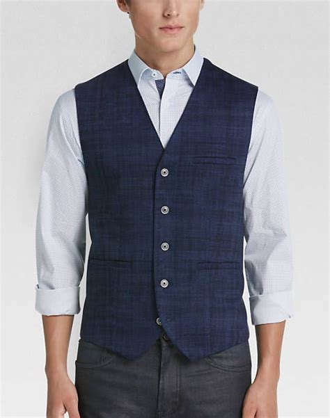 Construct Dark Blue Plaid Vest Mens Suits Mens Wearhouse Plaid Vest Men Mens Wearhouse