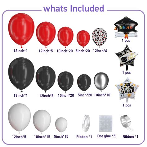 Snapklik Graduation Balloon Garland Arch Kit Red Black White