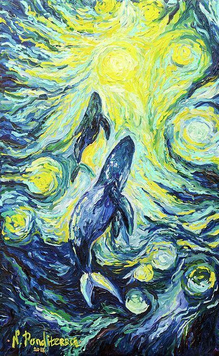 Whales By Nino Ponditerra Original Animal Painting Whale Painting