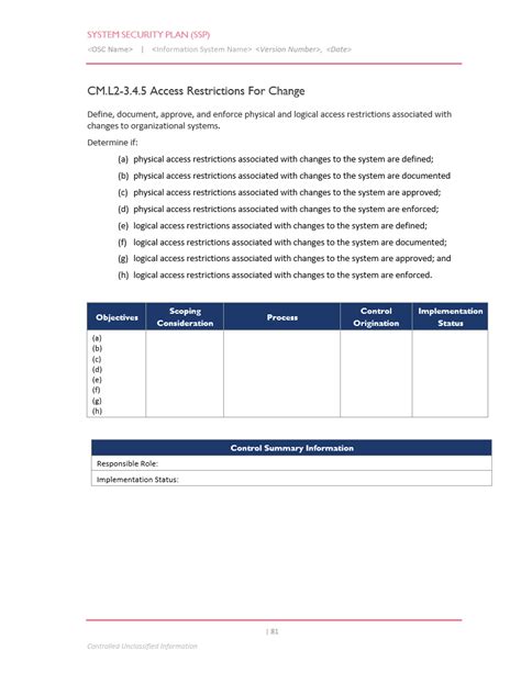 Cmmc System Security Plan Template Etactics Revenue Cycle Software