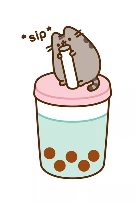 Bubble Tea Poster By Pusheen The Cat Displate Pusheen Cute