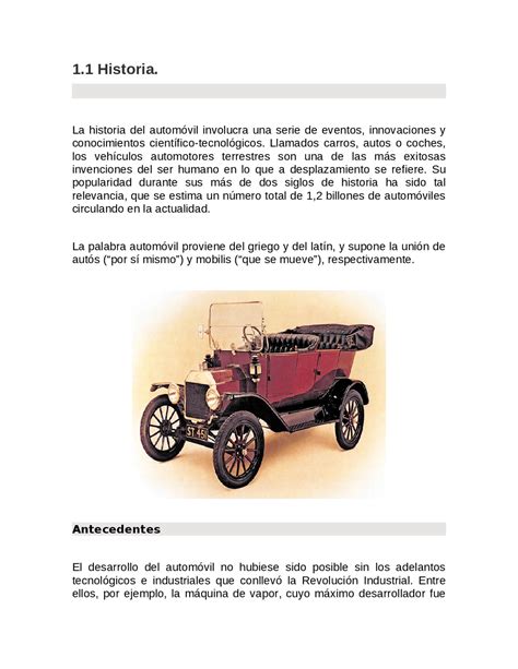 Historia De Los Automoviles Docsity