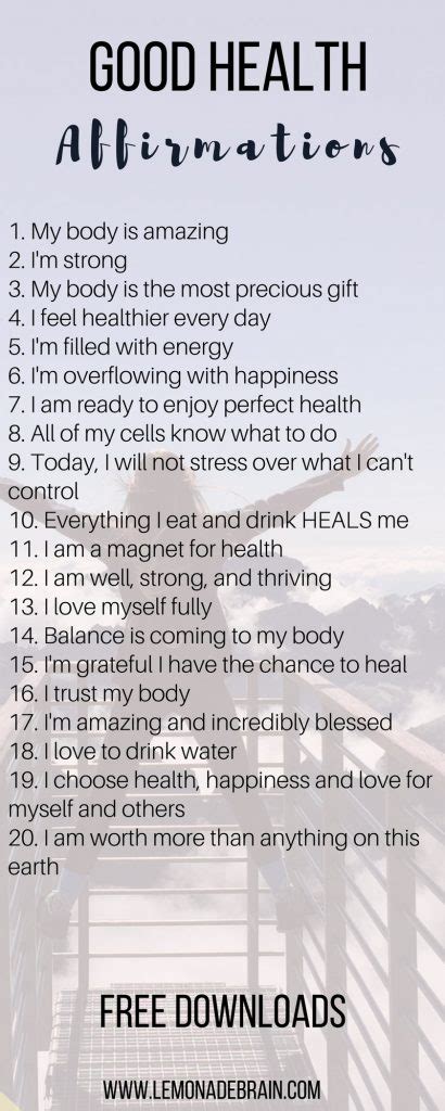 Healthy Body Affirmations Affirmations That Changed My Life Lemonade