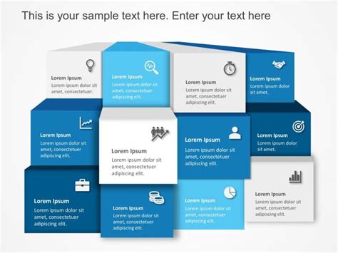 3 Steps Strategy Building Blocks Powerpoint Template