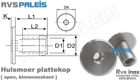 M Rvs Inox Hulsmoer Plattekop Open