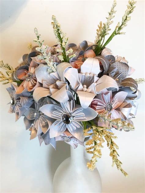 Wedding Bouquet Paper Flowers Bridal Origami Artificail Flowers In 2019 Paper Flowers