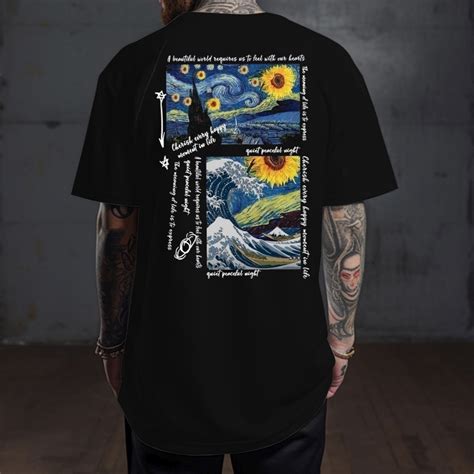 Camiseta Streetwear Van Gogh Arte Tela Filme Top Camisa Skatista Blusa