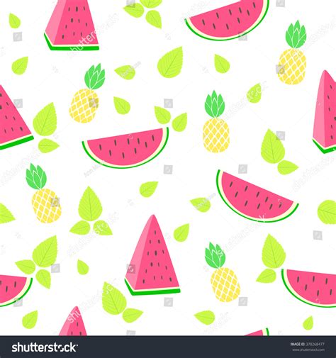 Vector Seamless Summer Background Watermelon Pineapple Vector De Stock