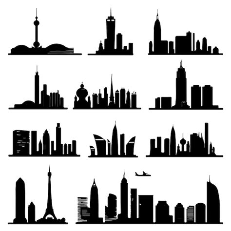 Premium Vector Silhouette Set Vector Of A City Skylines