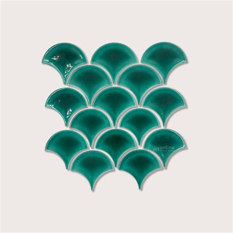 Fish Scale Green Gloss Mosaic Tile 250x273mm Online Tile Store