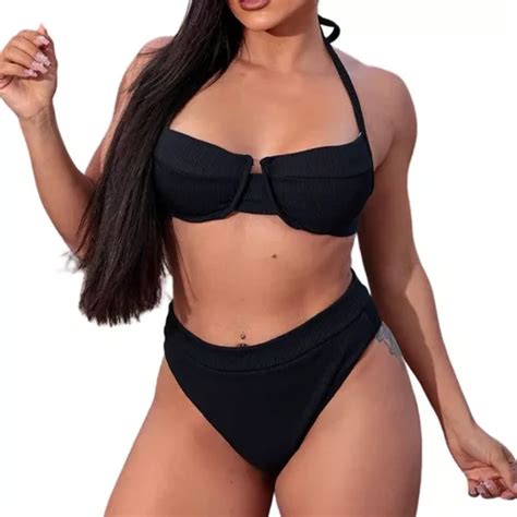 Biquíni Aro Retro Meia Taça Canelado Hot Pants Feminino MercadoLivre