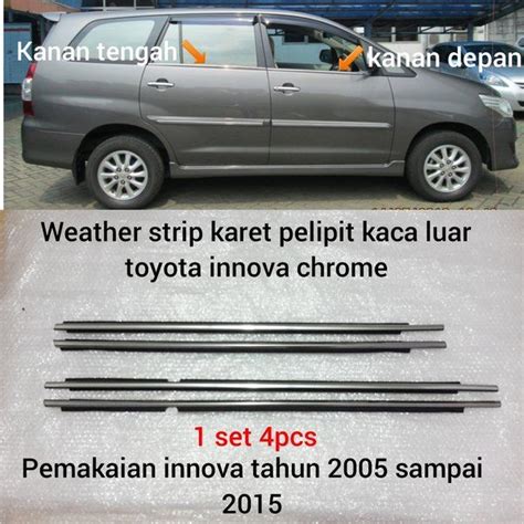 Weather Strip Karet Pelipit Kaca Luar Toyota Innova Tahun Sampai