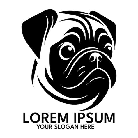 Ilustración de vector de estilo de logotipo de silueta de pug Vector