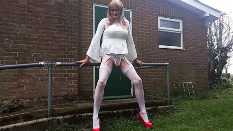 Crossdressing Gina Cumming In Panties Outdoors British Shemale Lingerie Porn XHamster