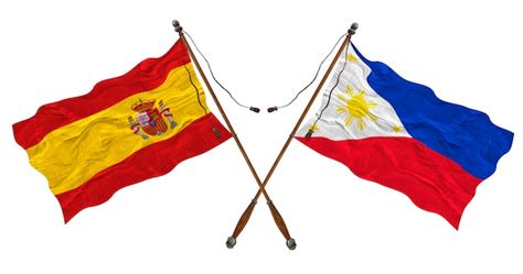 Bandera Nacional De Filipinas Y España Fondo Para Diseñadores Foto