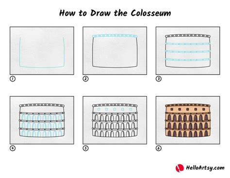 How To Draw The Colosseum Helloartsy