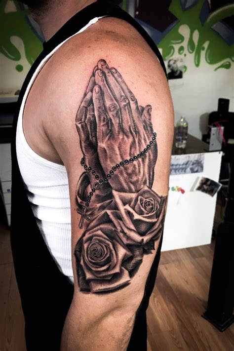 Praying Hands With Roses Tattoo Designs