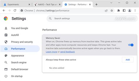 Tip Enable Or Disable Memory Saver And Energy Saver Modes In Chrome