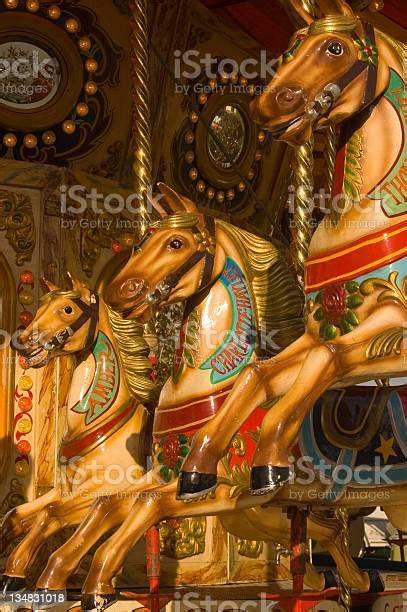 Three Carousel Horses Stock Photo Download Image Now Amusement Park