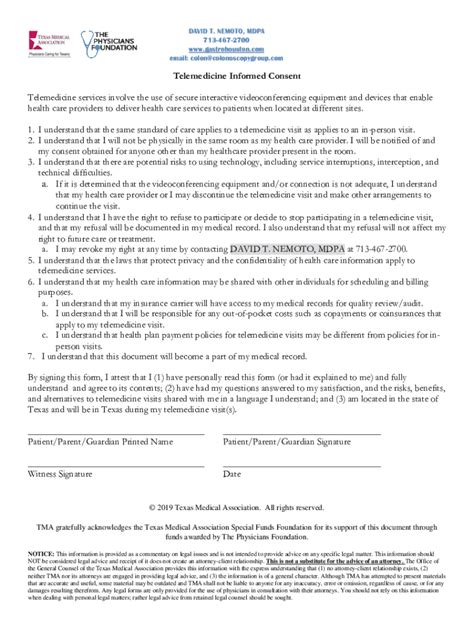 Fillable Online Telehealth Consent Form Sample Health