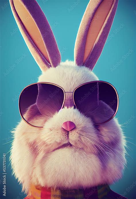 Rabbit With Sunglasses As Cool Easter Bunny Concept Stock Illustration