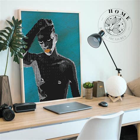 Abstract Male Body Art Blue Male Poster Digital Wall Art Nude Male Queer Art Print As Gay