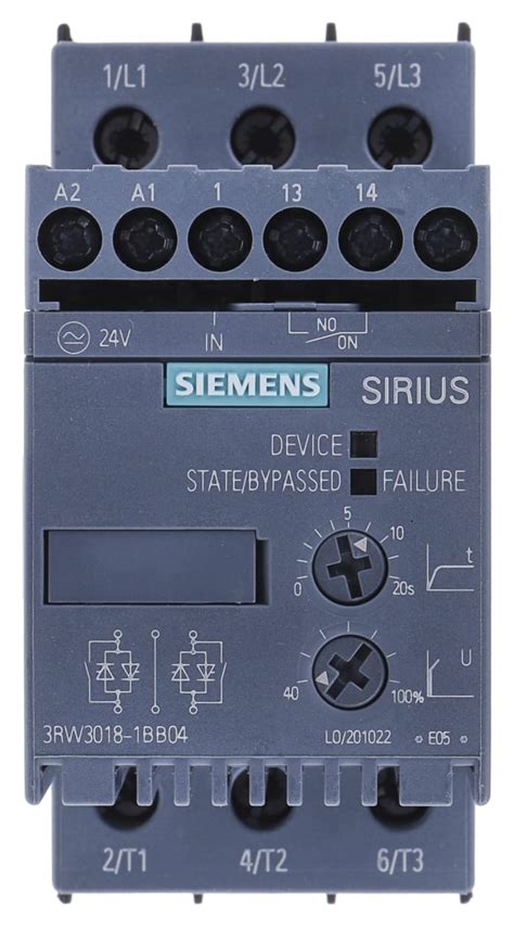 3RW3018 1BB04 Siemens Arrancador Suave Siemens SIRIUS 3RW30 17 6 A