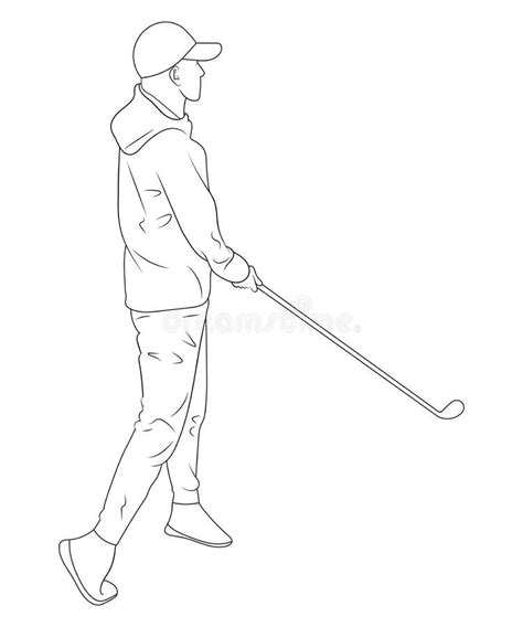 Young Man Playing Golf Sketch Vector Illustration Stock Vector