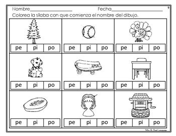 Sílabas con p pa pe pi po pu Hojas de trabajo Actividades con la letra p