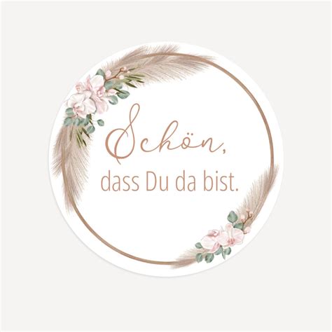 Aufkleber Boho Pampas F R Deine Gastgeschenke