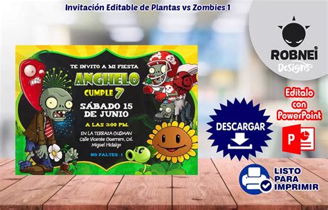 Descargar Invitación de Plantas vs Zombies 1 GRATIS