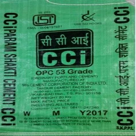 Grey CCI OPC Cement Packaging Size 50kg Grade 53 At Rs 345 Bag In