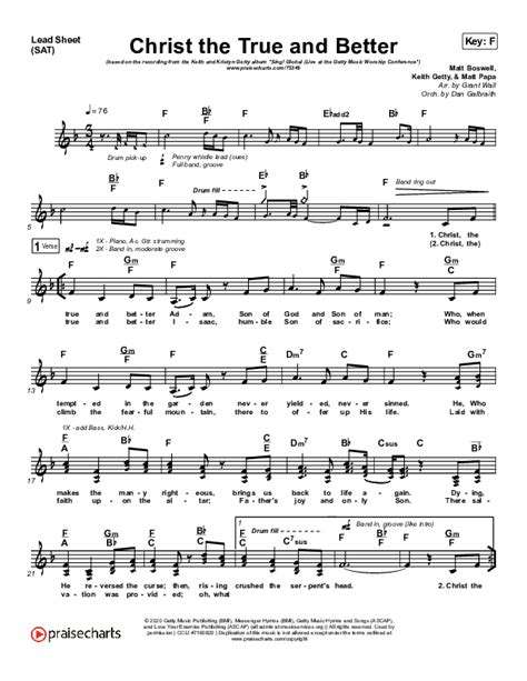 Christ The True And Better Sheet Music Pdf Keith Kristyn Getty