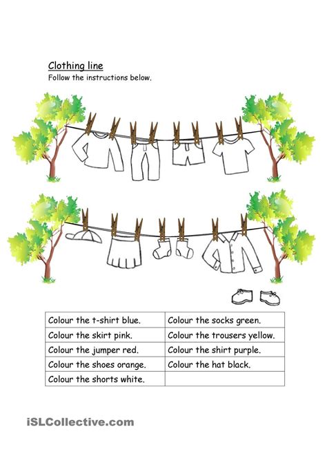 Clothing Worksheet Colour And Crossword English Worksheets For Kids