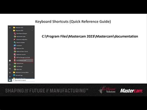 Mastercam 2023 Keyboard Shortcuts Quick Reference Guide YouTube