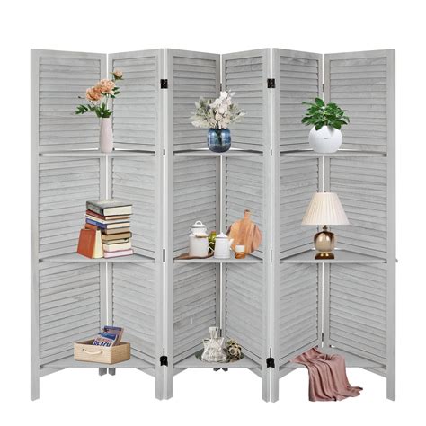 Hofitlead Panel Room Divider With Shelves Ft Tall Room Dividers