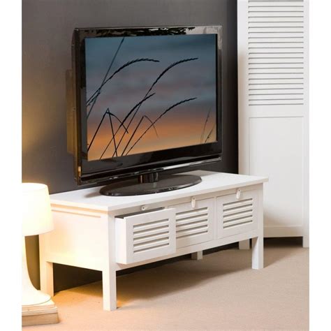 Meubles Tv Meubles Et Rangements Meuble Tv 3 Tiroirs Eva En Bois Blanc Style Charme Colonial