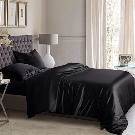 Ellesilk Black Silk Duvet Cover 22 Momme Mulberry Silk Bedding